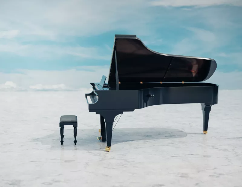 Piano in woestijn Mohamed nohassi unsplash